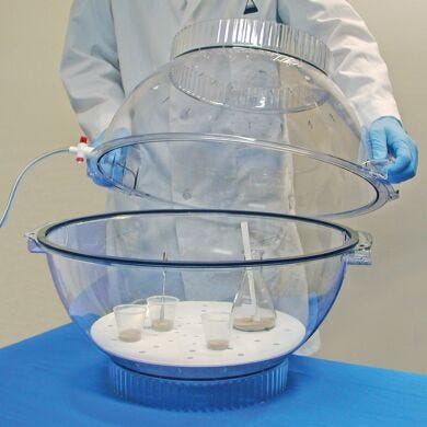 Bel-Art Techni Dome protects moisture-sensitive parts in this large capacity desiccator  |  3308-11 displayed