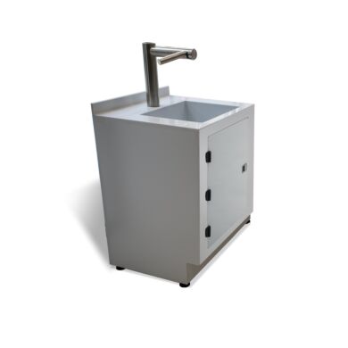Rinsing/Drying station with single sink in polypropylene and touch-free wash/dry tap in stainless steel, 120 V  |  9600-42B displayed