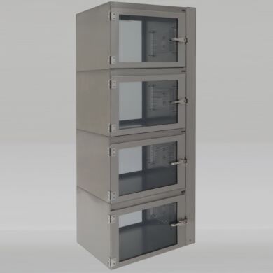 Series 400 Stainless Steel 304 Single Wide 4 Chamber Desiccator Cabinet  |  1609-03B displayed