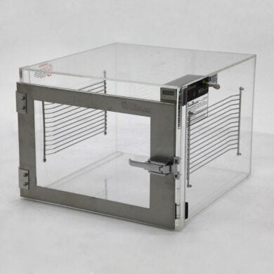 Smart nitrogen dry cabinet in acrylic with 1 chamber and automatic RH control.