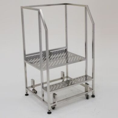 Stainless steel BioSafe two-step stairs with safety rail.  |  2805-63 displayed