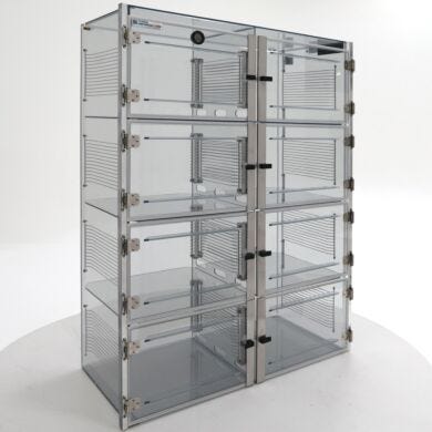 ValuLine static-safe desiccator cabinet, static-dissipative PVC, 8 chambers with adjustable shelving  |  3949-39C displayed