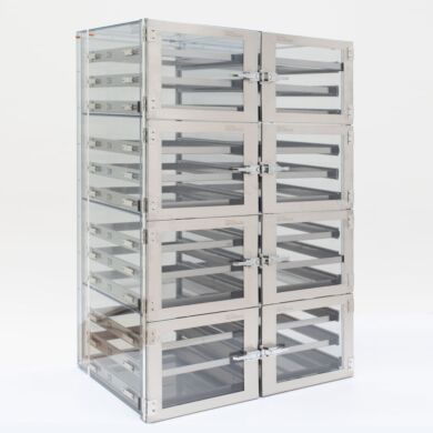 Static-safe desiccator cabinet with faraday cage, 8 chambers with 2