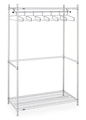 Stainless steel Upright Garment Racks provide clean, space-efficient storage of cleanroom frocks, coveralls and other apparel  |  