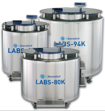 Available in four capacity sizes, models feature a single pivot turntable, a stainless steel table top for efficient LN2 storage in vapor or liquid phase  |  6900-PP-03 displayed