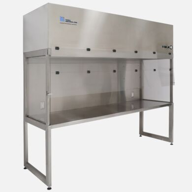 ValuLine vertical laminar flow station, hood in 304 stainless steel with static-dissipative PVC sash, 100