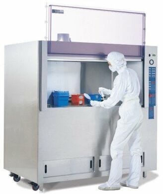 Wet cleaning station, 108''W stainless steel cabinet with optional spray gun and casters  |  7018-00 displayed