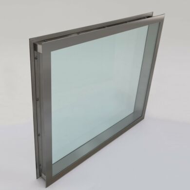 Flush-mounted stainless steel frame holds two window panes in place (specify wall thickness)  |  6603-10 displayed