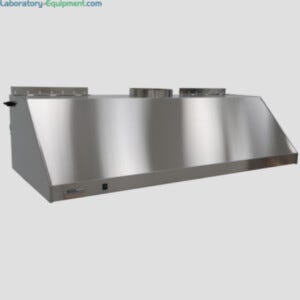 Economical wall-mounted laboratory canopy fume hood is suitable for light-duty applications; 304 stainless steel with built-in LED lighting | 9000-01A displayed
