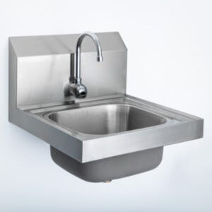 USP 797 compliant wall-mount sink with eye sensor for touchless operation in cleanroom environments | 1372-91A displayed