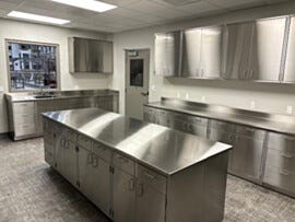 SEFA 8M stainless casework in 304/316 steel. Custom sizes, shapes & features. Cleanroom-ready. Ships ready to install.  |  2902-76 displayed