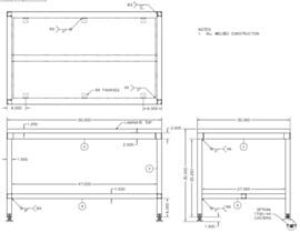 Stand; Support, Powder-Coated Steel, for 30''D Pharmaceutical Glove Box | 1694-81 displayed