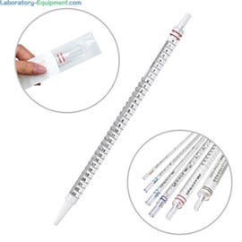The 25mL red serological pipettes have a plugged cotton