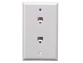 Flat phone jack wall plate enables 2 phones to be plugged in  |  6703-93 displayed