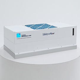 Uninterruptible Power Supply (UPS) mounted on top of FFU allows battery operation during power outage; status indicator lights provide visual alerts | 6601-24A-H-EC-BP displayed
