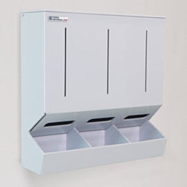 Dispensers allow easy access to well-organized supplies as well as an easy open top for replenishing. | 4952-13A displayed