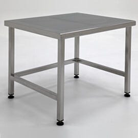ISO 5-compatible 304 stainless steel table includes perforations to enhance air flow-through and minimize dust accumulation | 9604-67 displayed