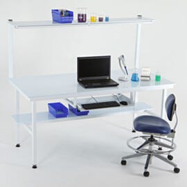 Customize your cleanroom workstation with tray and shelf systems to add clean, convenient storage where you need it. | 1522-02 displayed