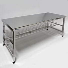 Electropolished 304-stainless steel ISO 4 cleanroom table with continuous seam welds; durable, all-welded work station for critical processes | 9603-07 displayed