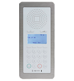 Flush-mount Intercom system with large backlit display features totally flat, waterproof faceplate, with no holes to minimize bacteria accumulation.  |  6711-11 displayed