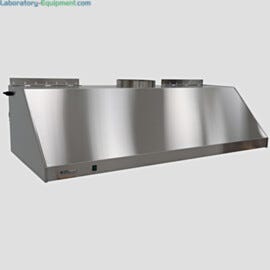 Economical wall-mounted laboratory canopy fume hood is suitable for light-duty applications; 304 stainless steel with built-in LED lighting  |  9000-01A displayed