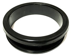 Glove port ring, ABS plastic 8/9" diameter, 10-32 threaded brass insert, TPE over mold | 1694-51A displayed