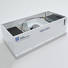 Uninterruptible Power Supply (UPS) mounted on top of FFU; main UPS unit plus add-on battery for extended runtime; status indicator lights provide visual alerts | 6601-24A-H-EC-BP displayed