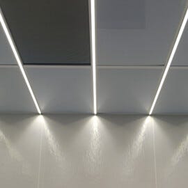 Double stacked cleanroom LED strip lights installed to the ceiling of a cleanroom | 3800-40A displayed