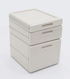 Stackable drawers mount easily under work surfaces and shelves.