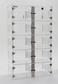 ValuLine® acrylic desiccator cabinet, 10 chambers with adjustable shelving | 3949-37C displayed