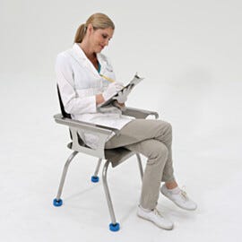 304 stainless steel cleanroom chair with arm rests and non-skid polyurethane leveling feel  |  2806-90 displayed