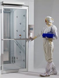 Automatic swing door with motion sensor allows hands-free door operation (shown installed on Air Shower)  |  1999-88-L displayed