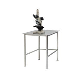 BioSafe® stainless steel workstation with round tube legs and 5mm solid top worksurface | 9605-58 displayed
