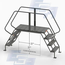 OSHA C003 4-Step Crossover with 24"W perforated EZY Tread, handrails, 37"W x 37"H clearance and a 300 lb. capacity provides a secure walkway for warehouse worke | 2813-81 displayed