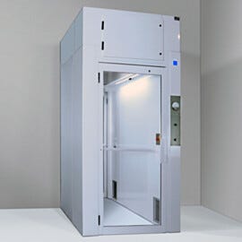 Pressurized cleanroom airlock for personnel with interlocking doors, 2’x 4’ low-energy EC fan filter unit, room-side replaceable HEPA filter | 6010-17A-PAL displayed