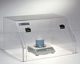 Acrylic Mini-Hood creates a "dead-air box" to shield delicate processes like powder weighing from air drafts, bumps or spills  |  4950-89 displayed
