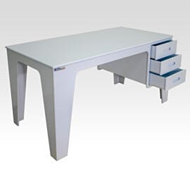 All-polypropylene white work table with 3 integrated left-side drawers | 7018-41 displayed