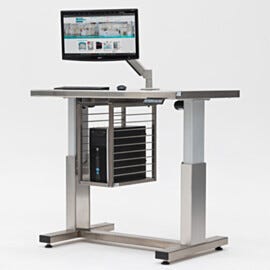 CPU rack stores hardware underneath work station  |  1741-18 displayed