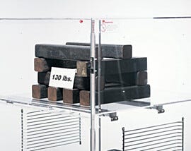 Stainless steel supports are installed under plastic shelf.  |  2200-20 displayed