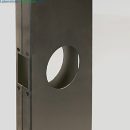 Stainless steel cleanroom door with holes cut out for custom locksets | 6603-LP-C-A displayed