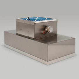 Explosion-proof RSR FFU allows filter access from inside the cleanroom enclosure. (6601-24A-URE model shown) | 6601-22A-URE displayed