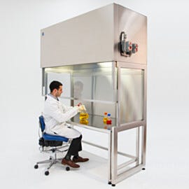 Explosion-Proof fan ventilates fumes through carbon filters for safe indoor release (not for hazardous fumes; order work surface and light separately)  |  2400-14 displayed