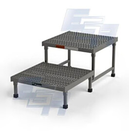 OSHA FHW24 Steel Two-Step Access Platform by EGA Products with Grip-Strut Tread, 24"W steps, and a 500-lb load capacity helps workers reach hard to access areas  |  2812-94 displayed