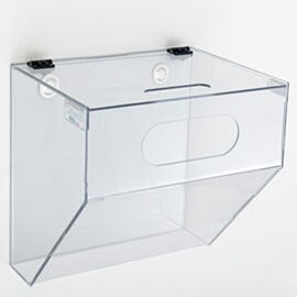 Static dissipative PVC wall mounted single compartment glove dispenser | 4950-74 displayed