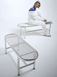 Free-standing gowning benches feature non-shedding leveling glides  |  9602-98 displayed