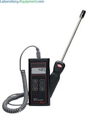 Hand-held Digital Hygrometer, measures % RH from 0-100% and temperature in °F or °C; calculates dew point and wet bulb temperature based on RH and temp readings | 3643-58 displayed