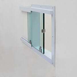 The polypropylene pass-through frame and shelf are resistant to most chemicals