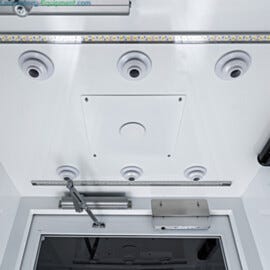 Intergrated air shower sprinkler head has a white cover plate for easier cleaning  |  6010-90 displayed