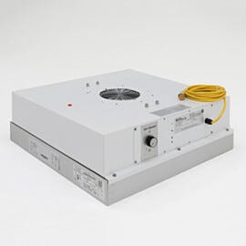 Low profile FFU, 2’x2’, 8" high, backward-curved fan, HEPA filter, variable speed control dial, quick-connect plug | 6601-22-H-LP displayed