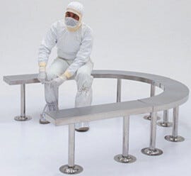 Solid Top Floor Mounted Modular Benches with Model | 9599-00-2 displayed